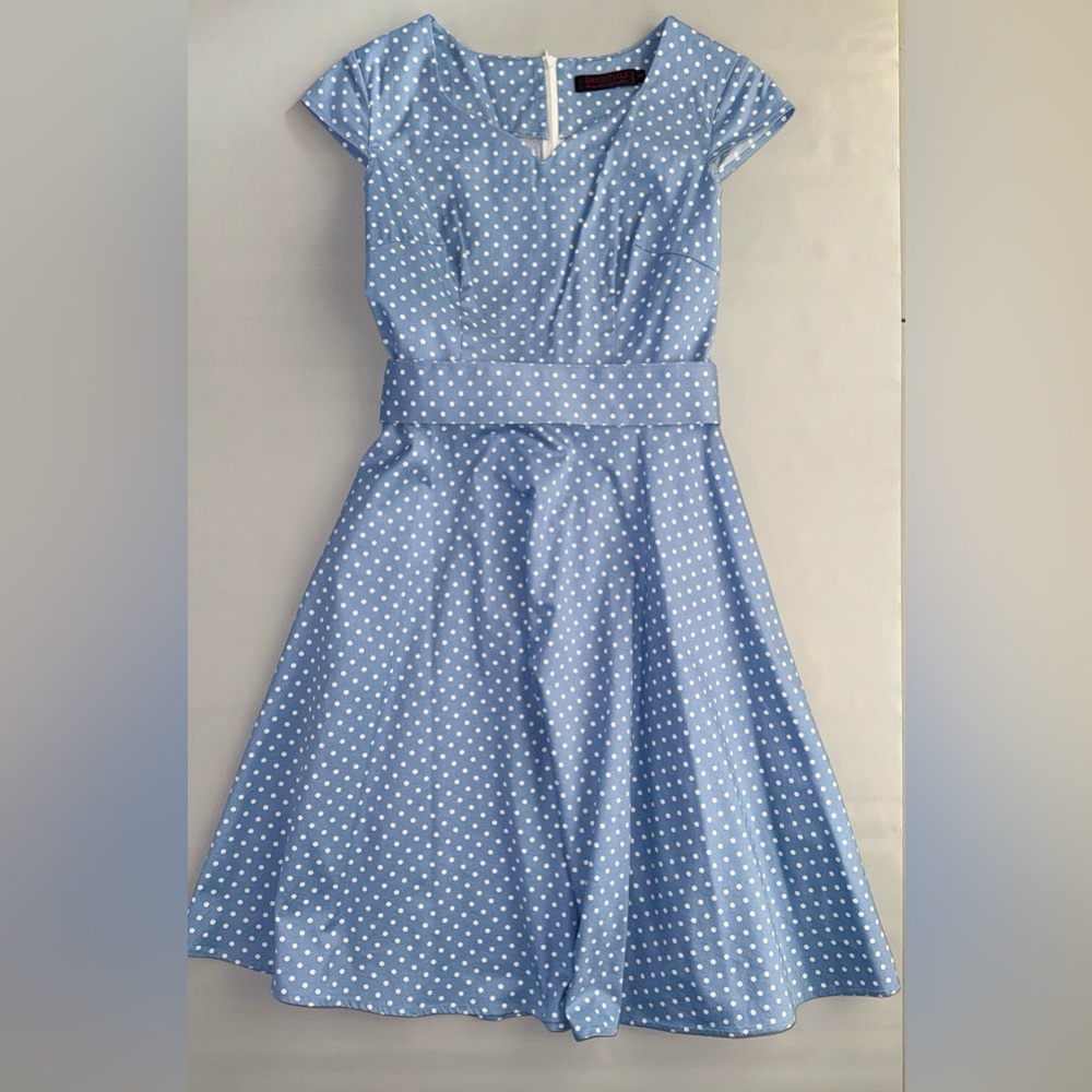 S Blue Polka Dot Dress